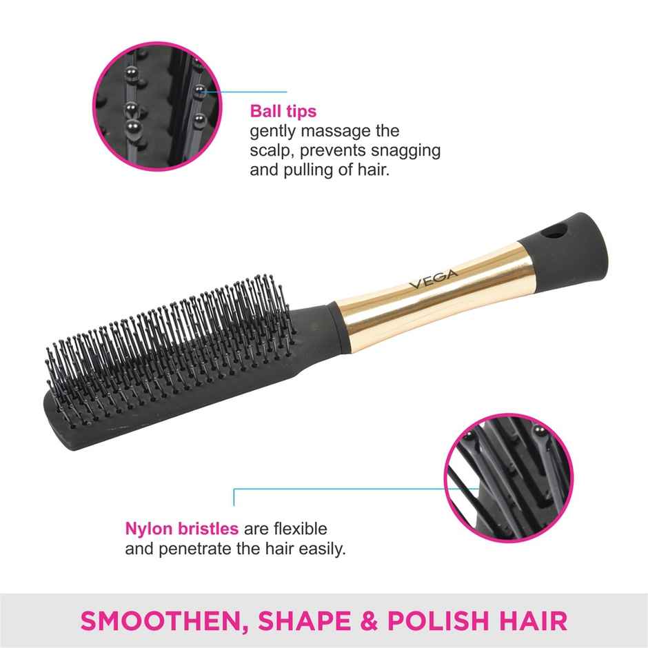 VEGA Flat Hair Brush for Men and Women| Black|E17-FB