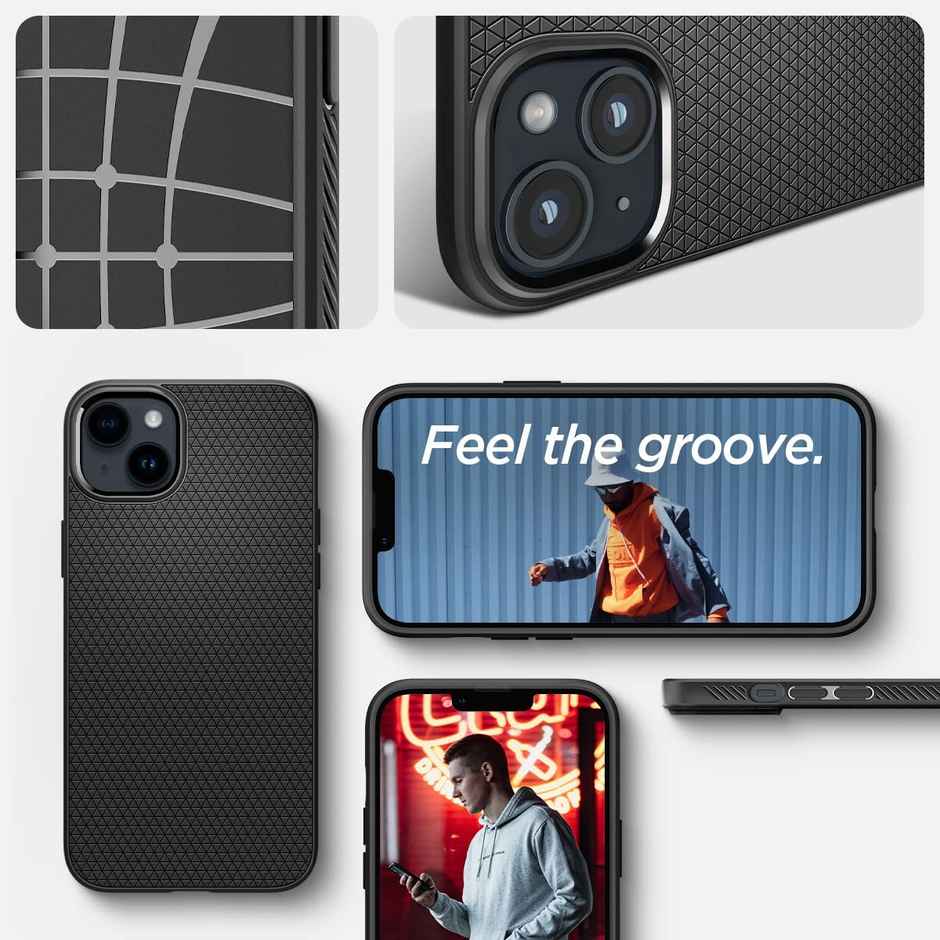 Spigen Liquid Air Back Cover Case Compatible with iPhone 14 (TPU | Matte Black)