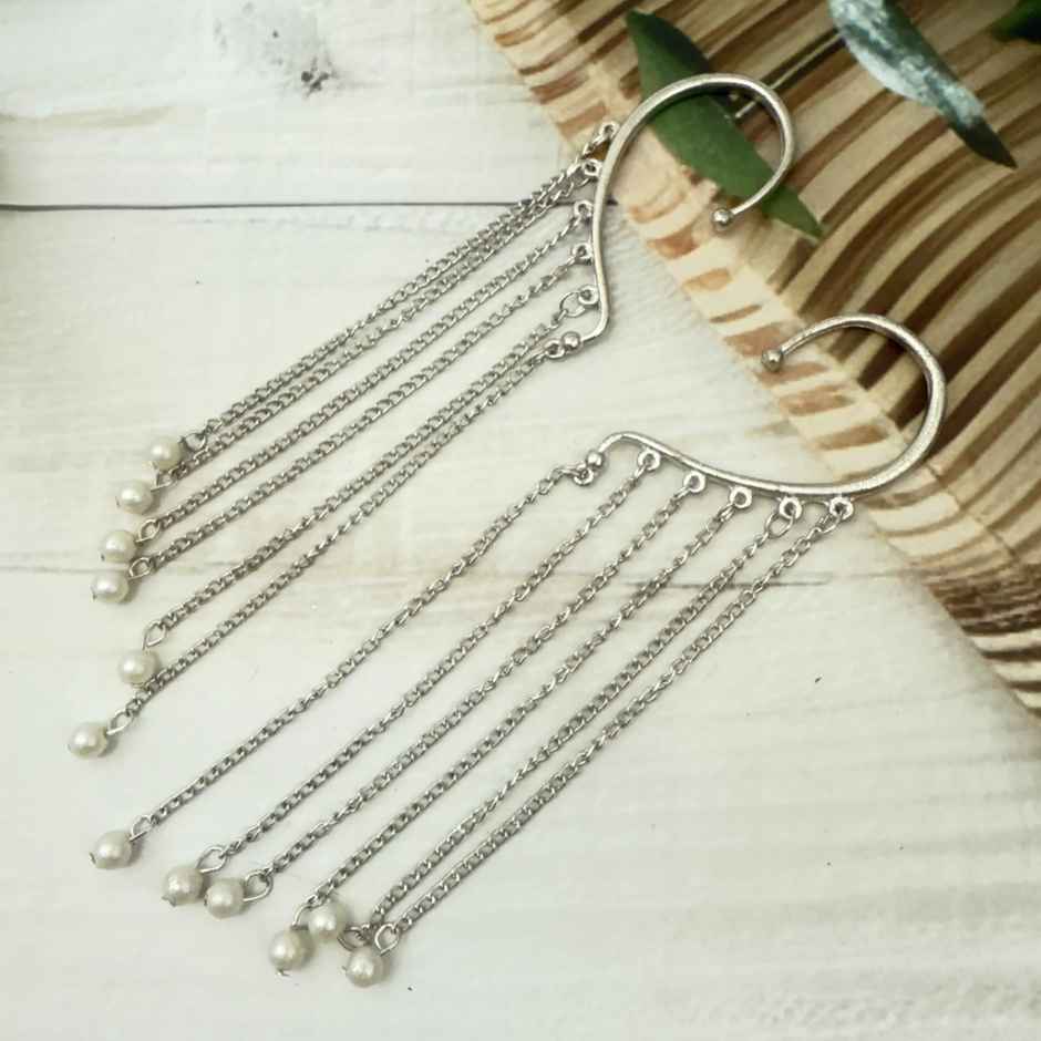 The Opal Factory | Oxidised Jewelry | Ear Cuff with Drops | Silver