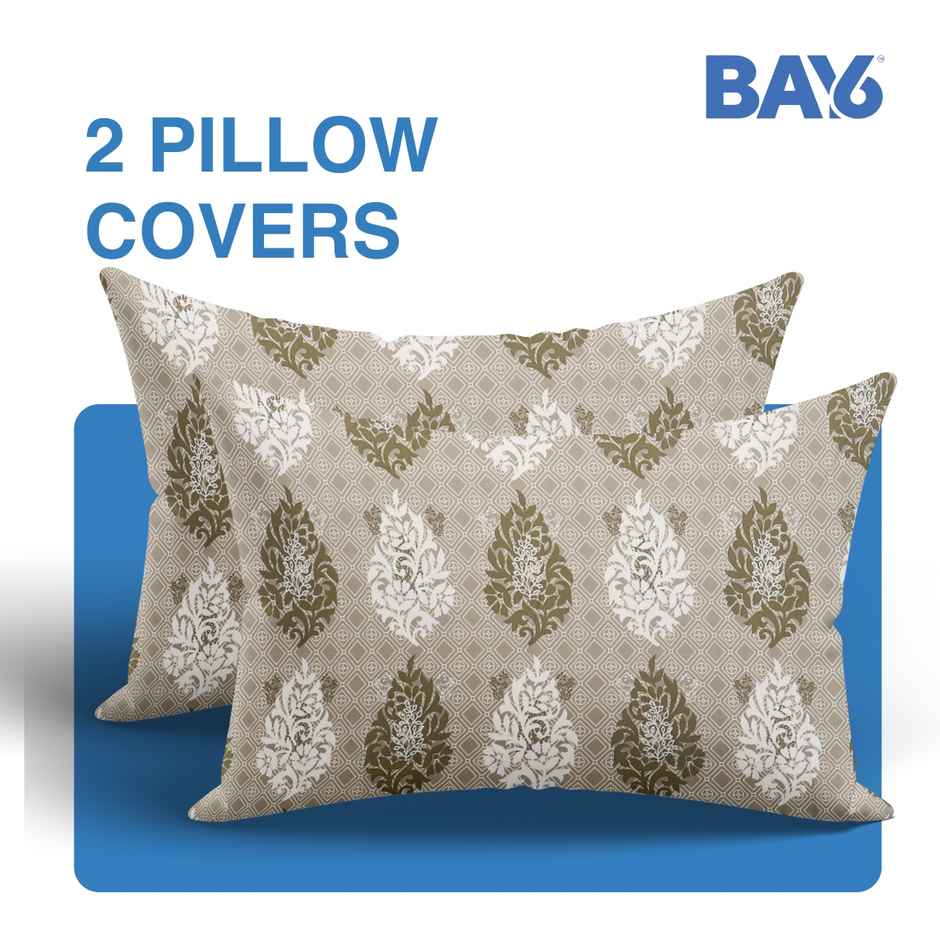 BAY6 110 GSM Microfibre Single Bedsheet with 1 Pillow Cover | 150 x 220 cm - White and Beige