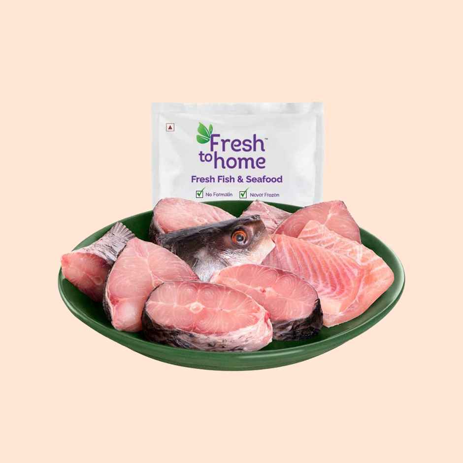 Freshtohome Rohu / Rui - Bengali Cut with Head (400g-420g Pack)