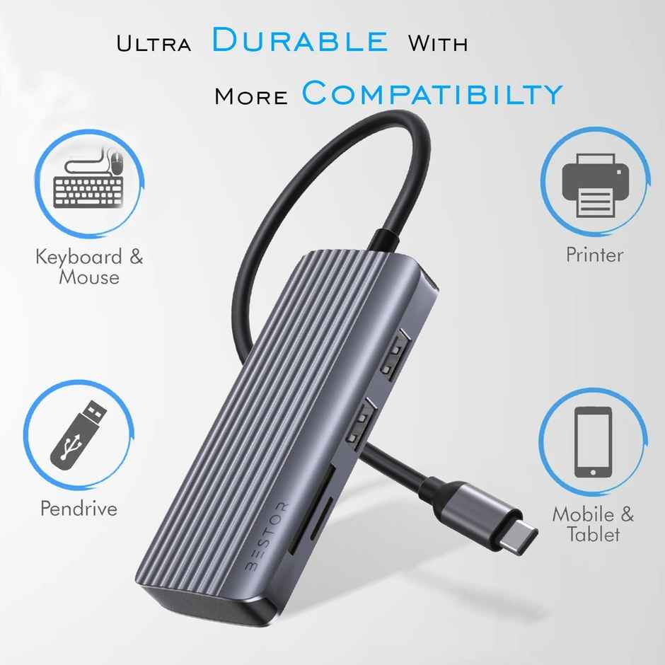 Bestor Bestor 6-in-1 Type-C Hub with 4K HDMI Output, USB Ports, SD Reader ...