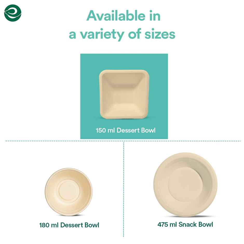 Eco Soul 150 ml Square | 25 Count | Disposable Bowl Combo