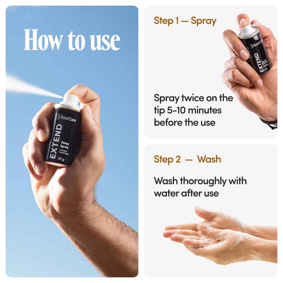 Bold Care Extend Delay Spray With Lidocaine 10% (20g) & Bold Care Extend Gel - Prilocaine & Lidocaine Gel For Longer Sex (20g) Combo