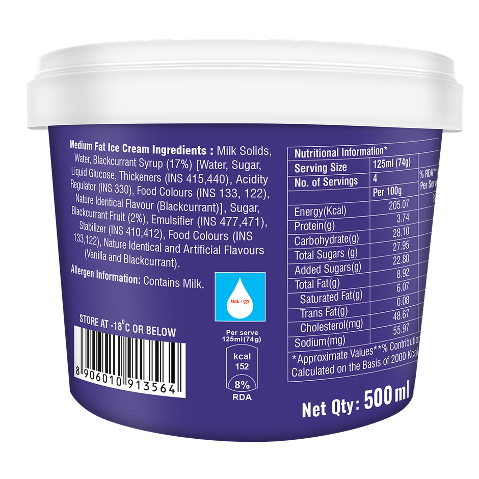 Dairy Day  Vanilla & Blackcurrant Double Sundae Ice Cream Tub