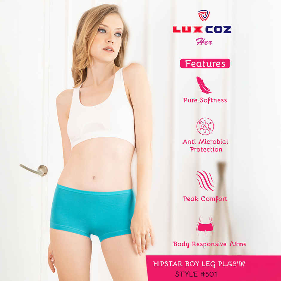 Lux Cozi Her Pure Cotton Women Boy Short Panty | Multicolor | Size-100 | Pack Of 4