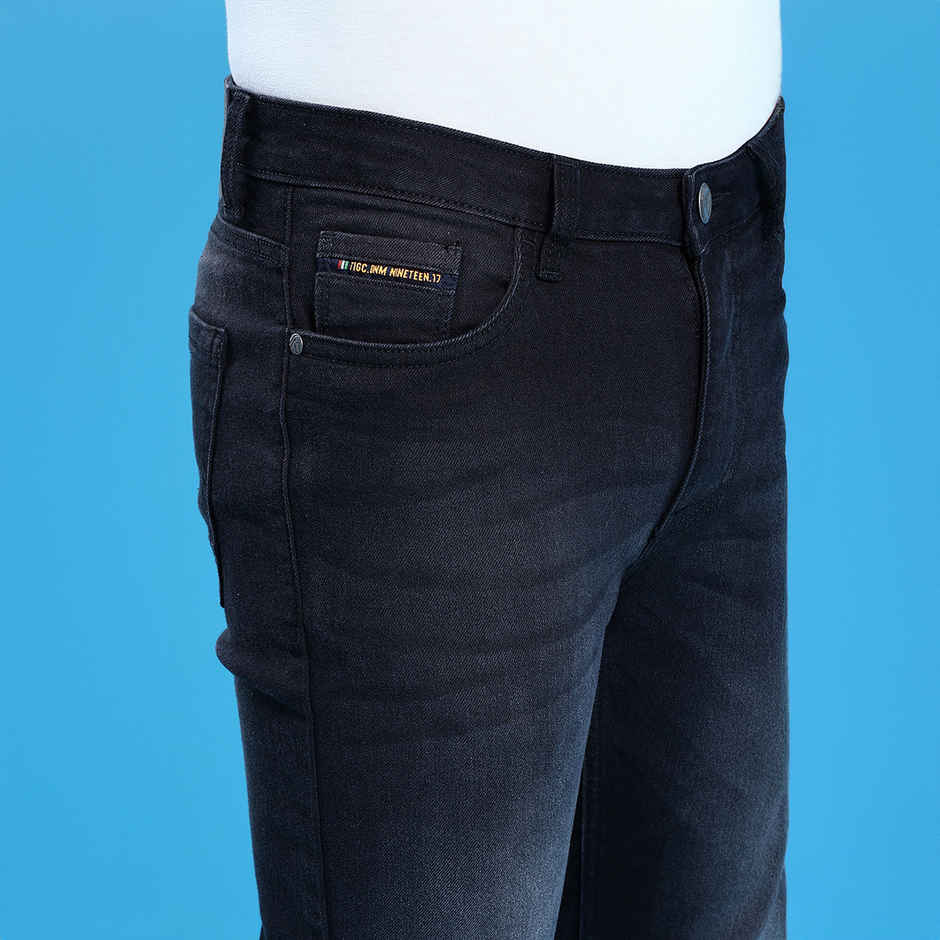 The Indian Garage Co Slim Fit Solid Casual Jeans | Black - 34