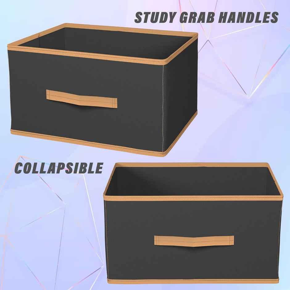 Kuber Industries Foldable Storage Boxes (Pack of 6) | Multipurpose Organizer for Clothes|Black