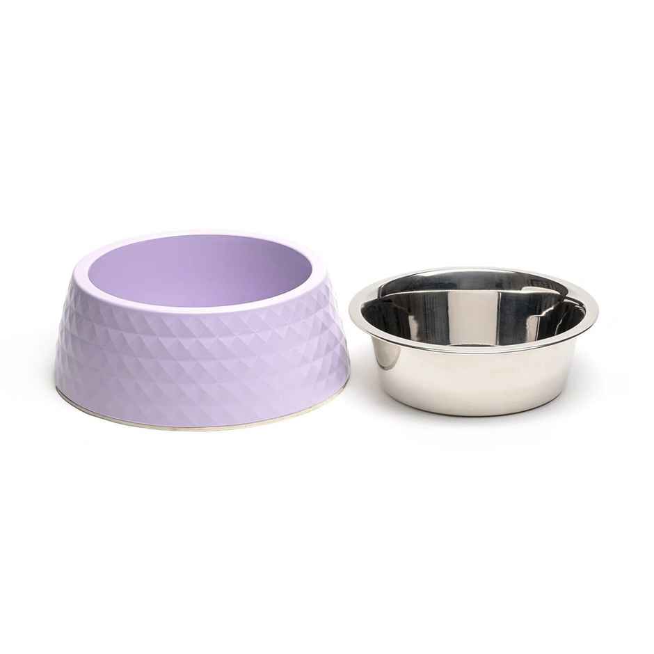 Zigly Lifestyle Retro Pyramid Dog Bowl - Lavender (L)