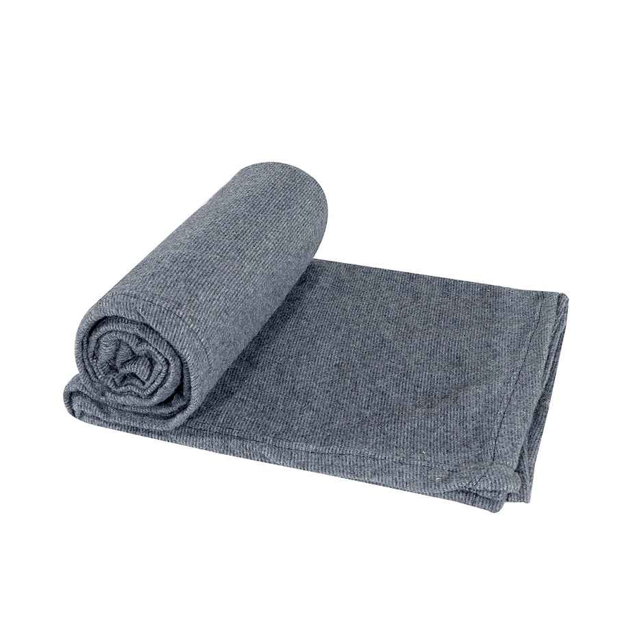 BAY6 All Season Polar Fleece Single Bed Solid Lightweight Blanket | 120 x 220 cm - Grey