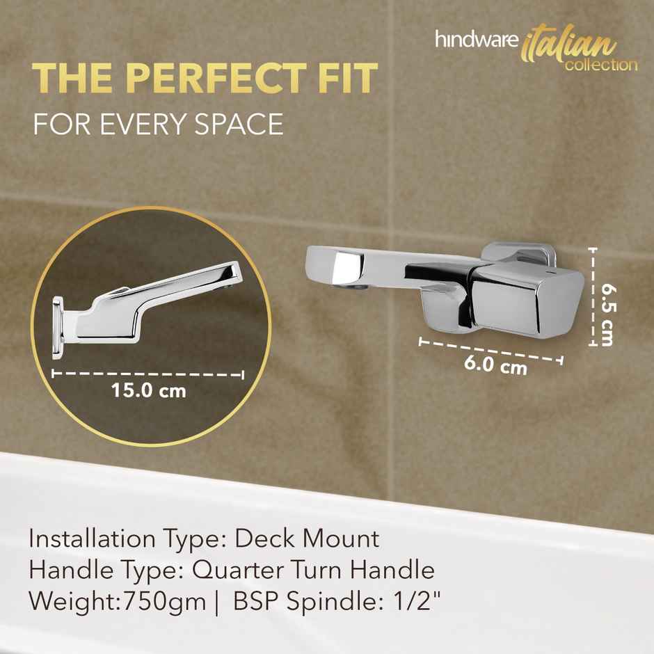 Hindware STARC Brass Bib Tap | Chrome Finish | Wall Flange