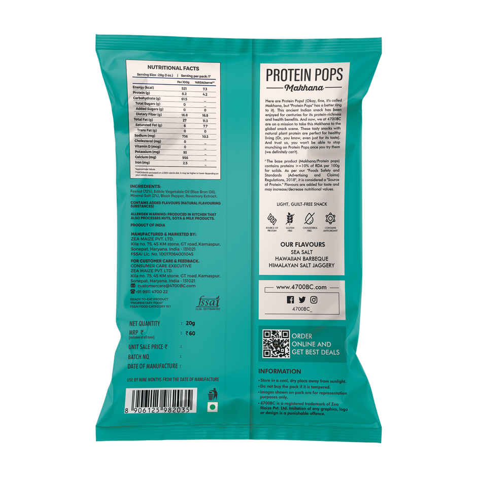 4700BC Protein Pops | Makhana Sea Salt Pouch Combo