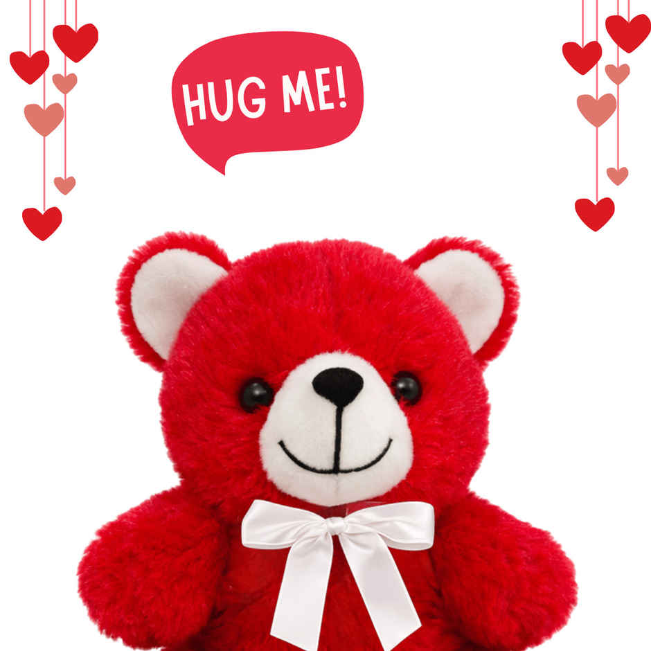 ToyTales Teddy Bear Soft Toy | Plushie Stuffed Animal Toys | Birthday Gift for Kids | Red | 25cm