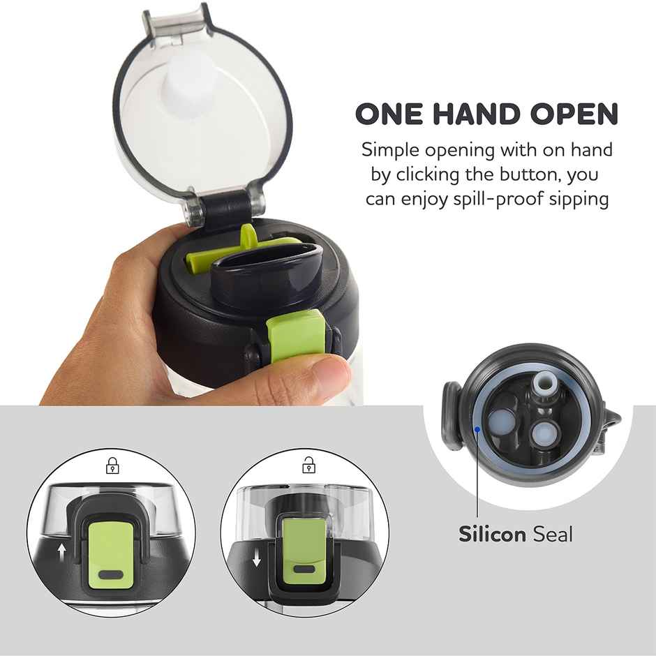 Kolorr Glide 630 ml Bottle | Black & Green | Ideal for Travel & Everyday Hydration