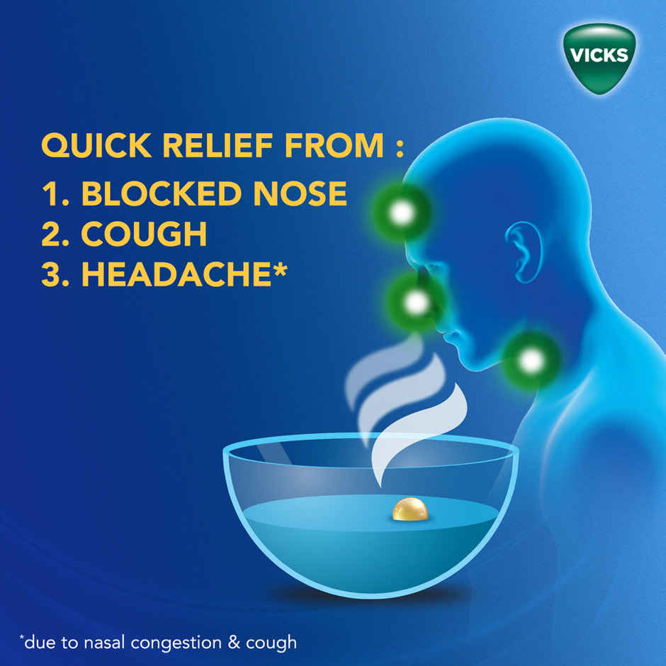 Vicks Vaporub(25ml), Vicks Inhaler (0.5ml) & Vicks Steam Pods(4pc) Combo