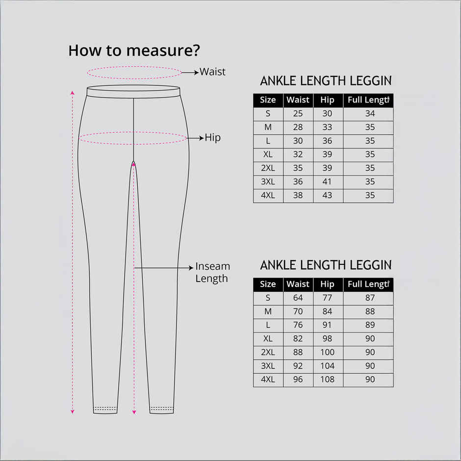 Go Colors Women's Solid Mid Rise Ankle Length Leggings | Ecru - XL