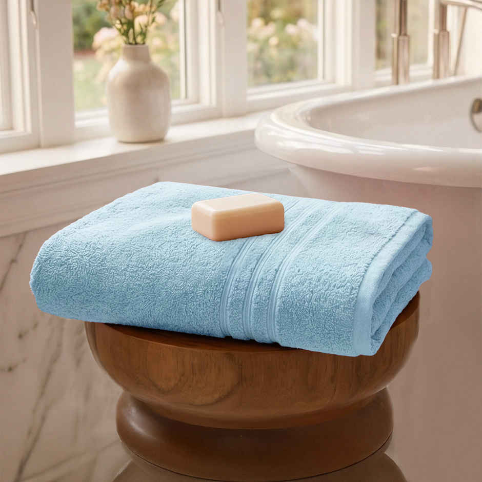 Mytrident Cotton Bath Towel | 400 GSM | Towels for Bath - Cool Blue
