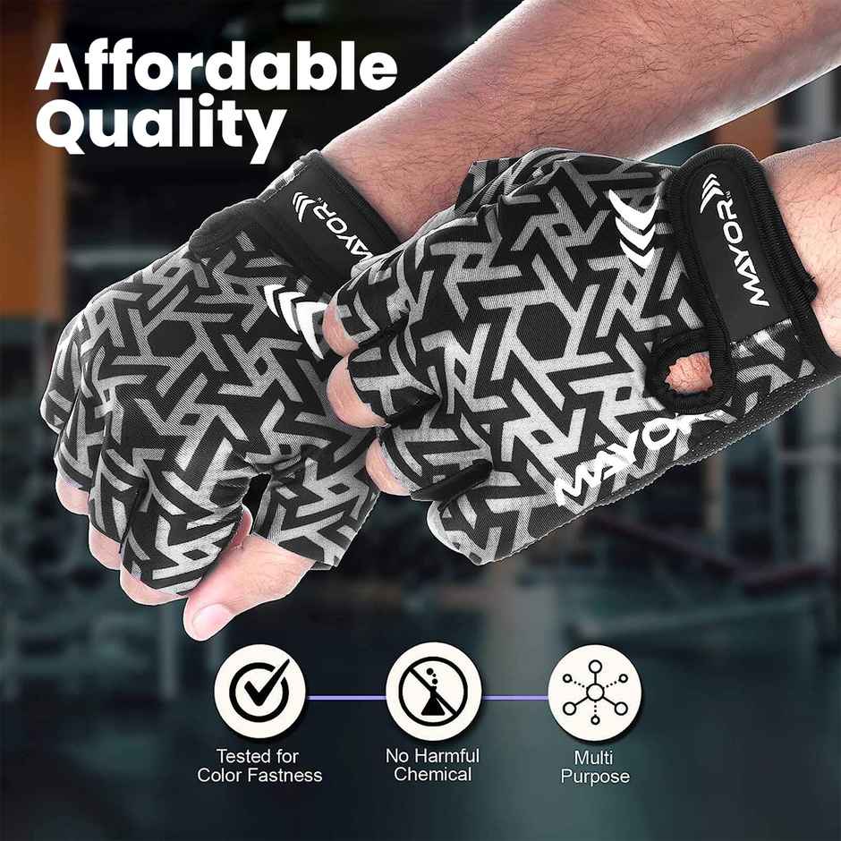 Mayor Venus Gym & Fitness Gloves For Men and Women | Grey - Black | Free Size