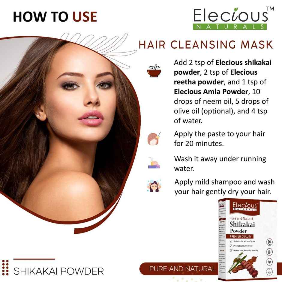 Elecious Shikakai Powder for Hair | For Hair Wash and Shampoo