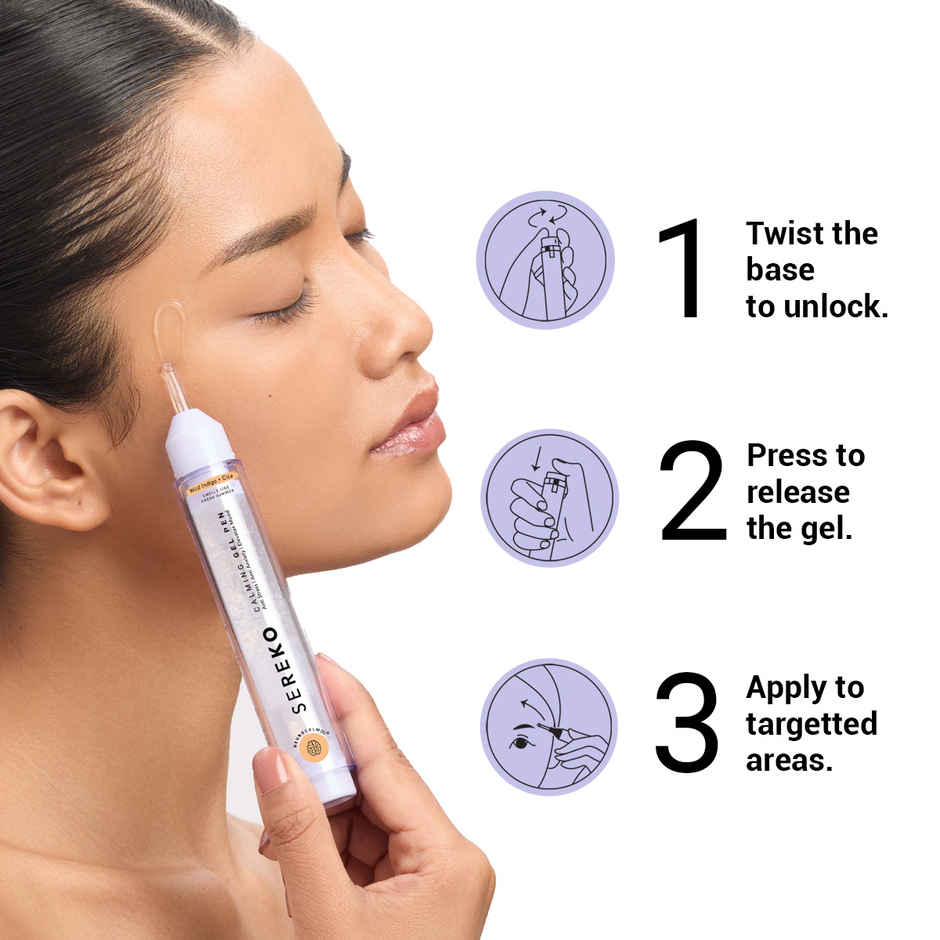 SEREKO Calming Gel Pen With Wild Indigo & Cica for Dark Circles, Puffiness & Acne Spots