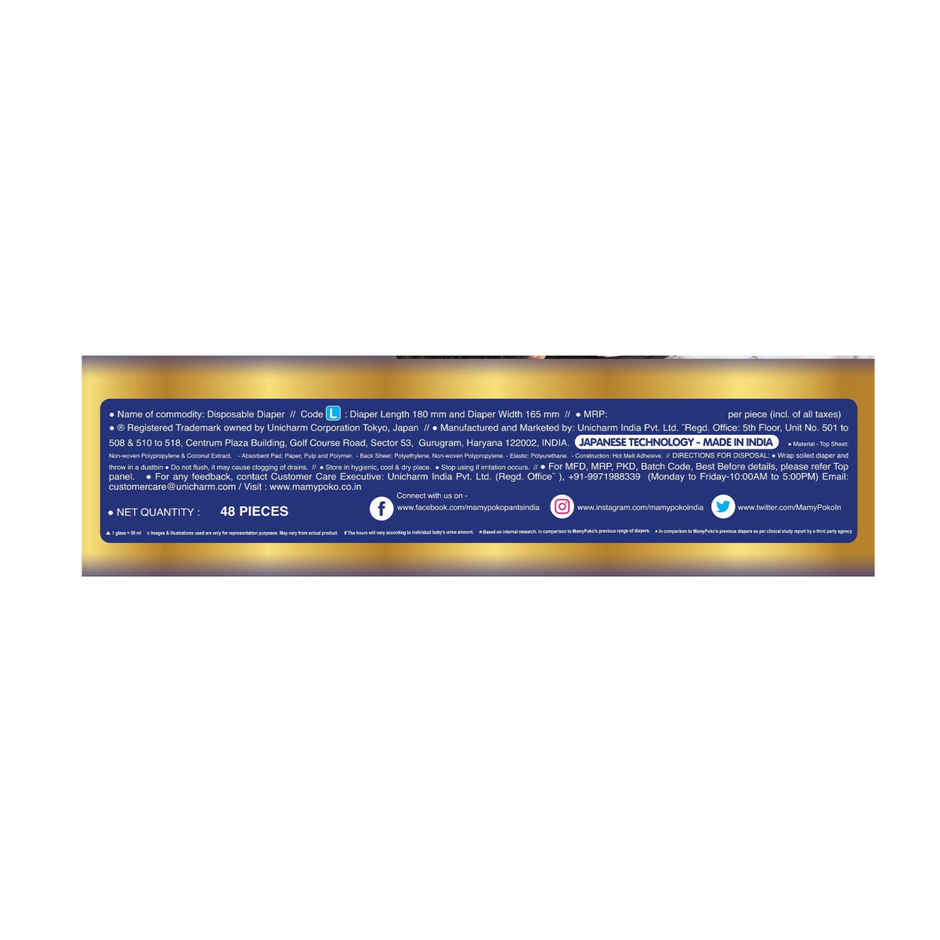 Mamypoko Extra Absorb Baby Diapers | Pant Style | L | 48 pcs