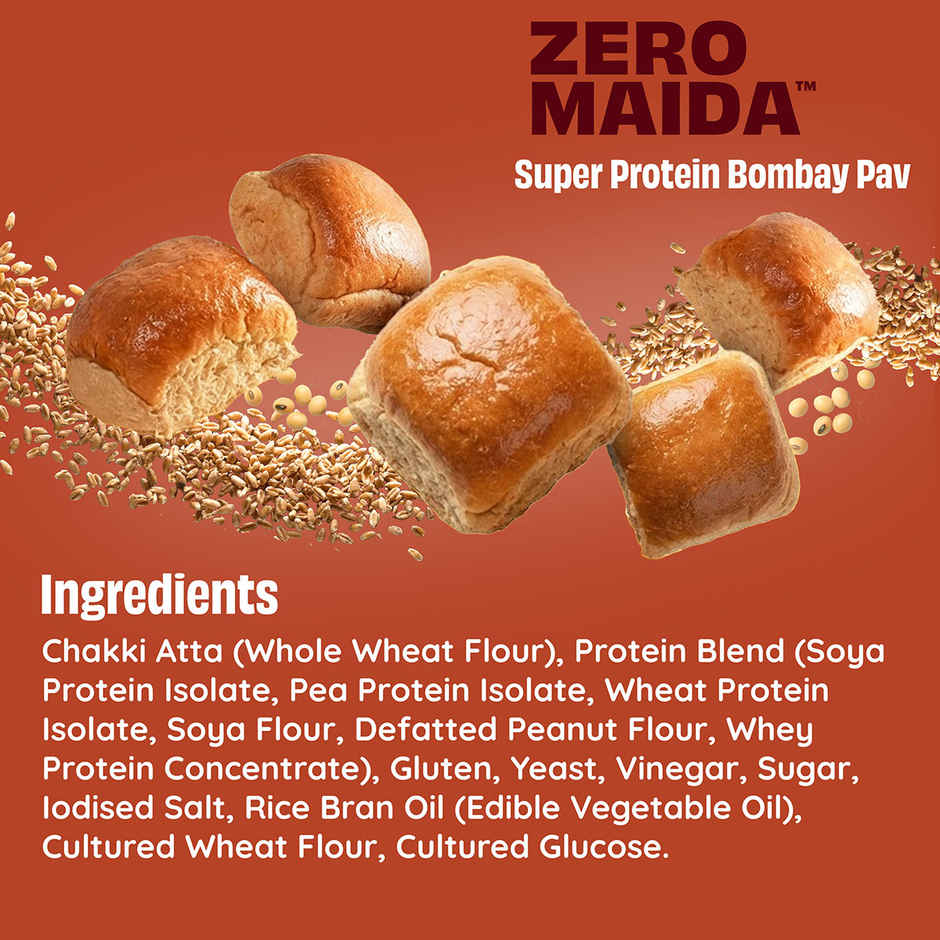 The Health Factory Super Protein Bombay Pav | Zero Maida | 34g High Protein | Whole Wheat Pav