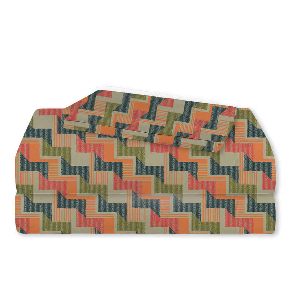 Home Elegance by myTrident Microfiber Bedsheet Set | Queen Size Double Bed sheet | 2 Pillow Covers | Zig Zag