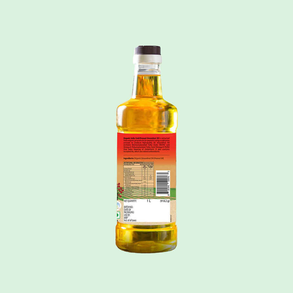 A Tata Product - Organic India Groundnut (Peanut) Cold Pressed Oil | Lab Tested On 250+ Parameters