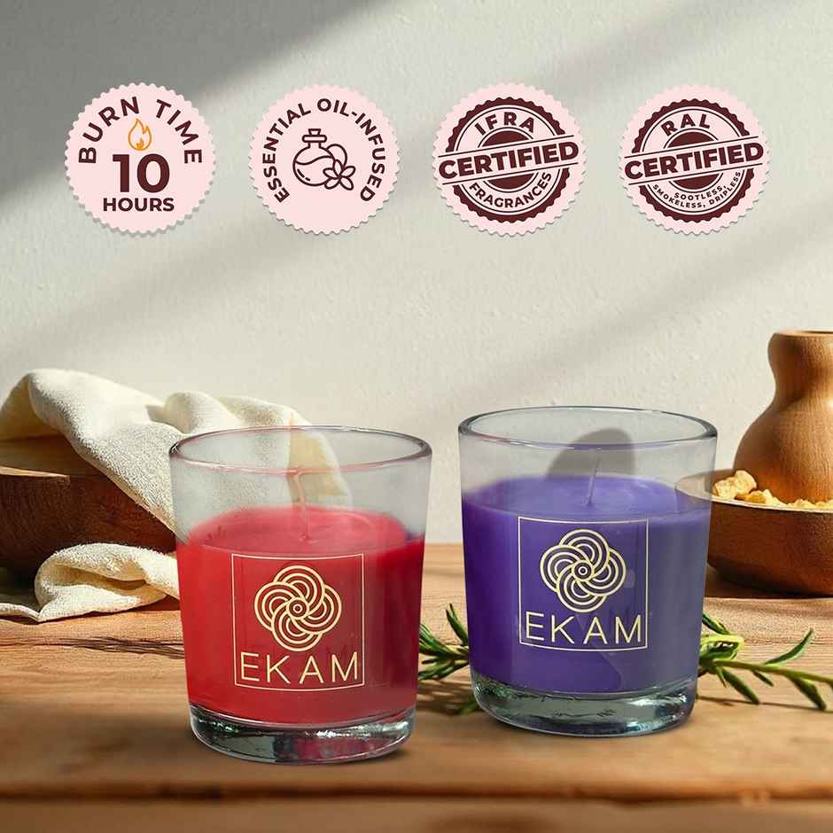 Ekam Scented Votive Candle 2 pc Lavender & Sandalwood, Rose & Lily