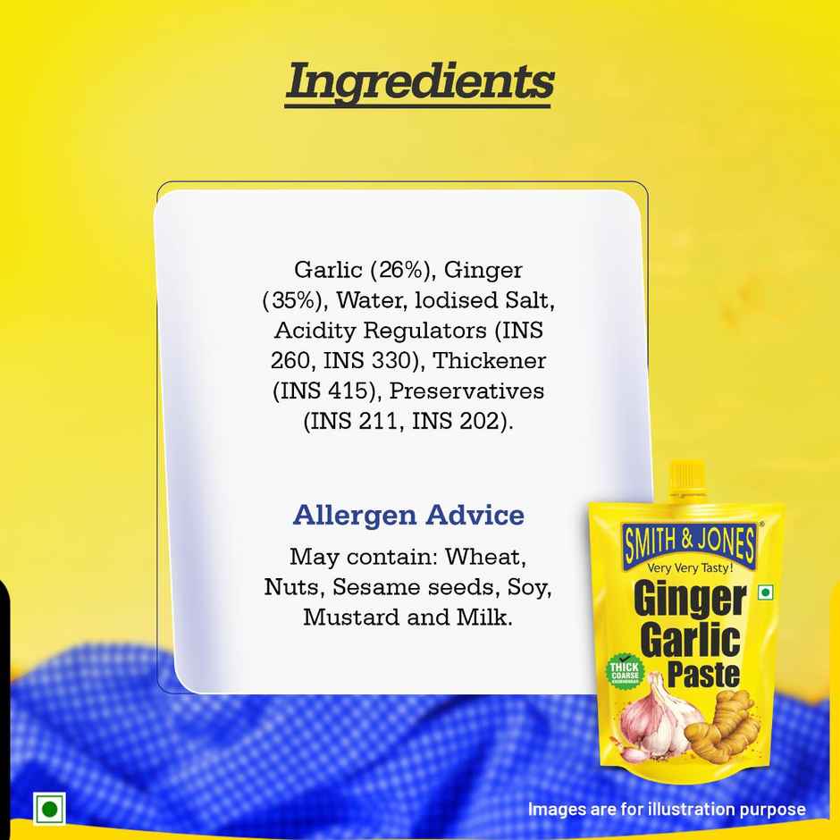 Smith & Jones Ginger Garlic Paste, Thick & Coarse Paste for Cooking Combo