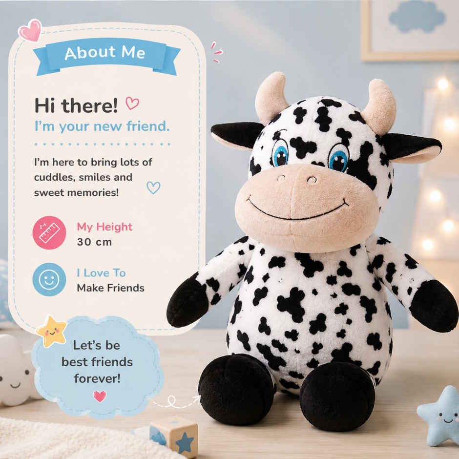 ToyTales Spotty Cow Plush Toy | Stuffed Animal Soft Toy | Birthday Gift for Kids | Gift Baby | 35cm