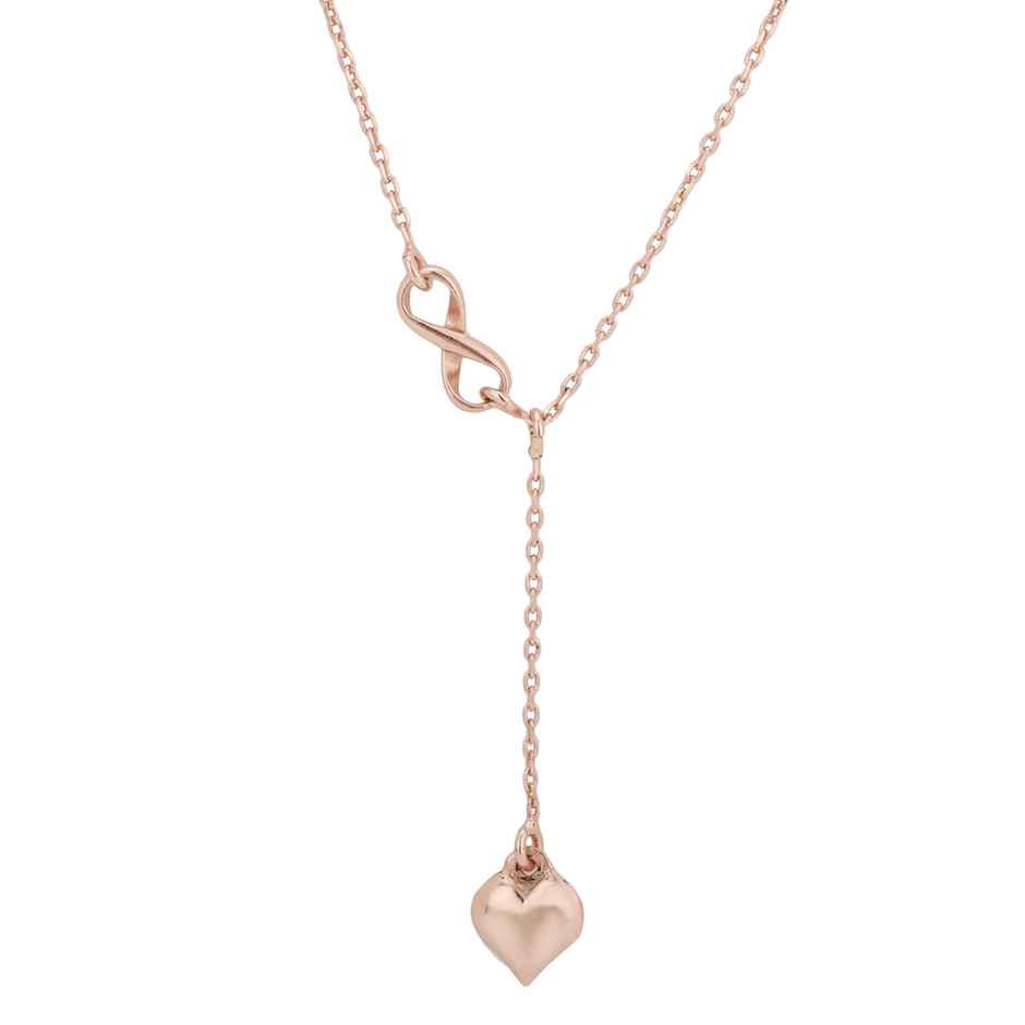 Carlton London 18kt Rose Gold Plated Lariat Heart Pendant with Chain | B523810N