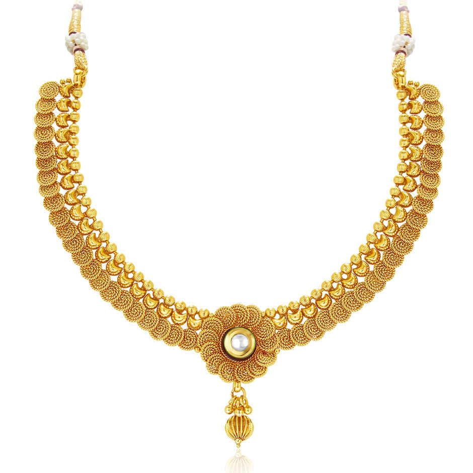 Sukkhi Floral Gold Plated Kundan Choker Necklace Set For Women