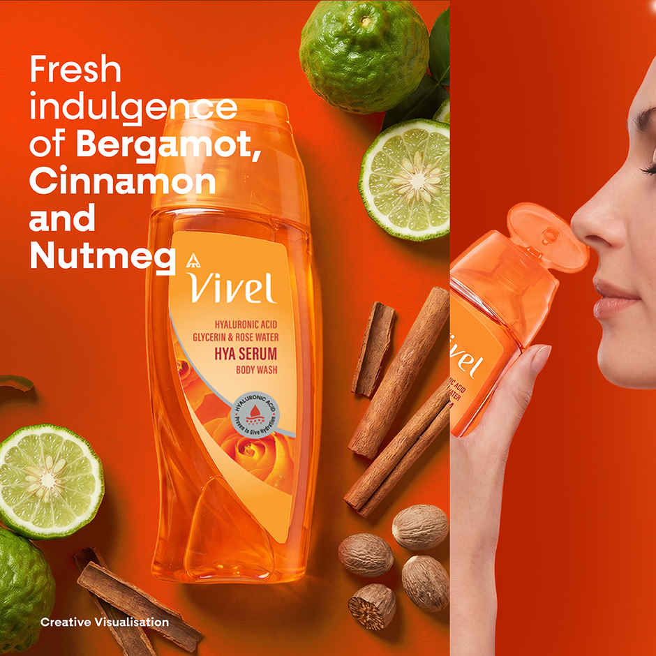Vivel Hya Serum Body Wash Hyaluronic Acid, Glycerin and Rose Water daily Hydration Shower Gel