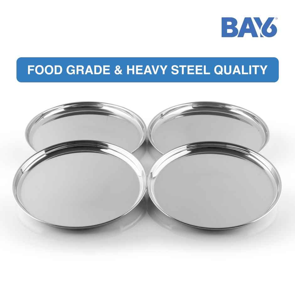 BAY6 Steel Thali 9 Inch -(4pc)