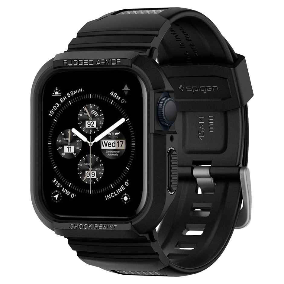 Spigen Apple Watch 9/8/7 (45mm) / SE (2nd/1st Gen)/6/5/4 (44mm) Case Rugged Armor Pro Black