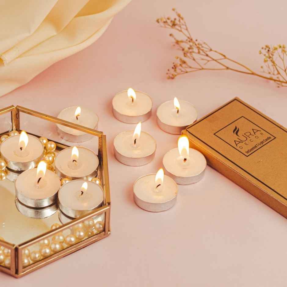 Unscented Tealight Candles | Pack of 10 | 8 g Each | Auradecor