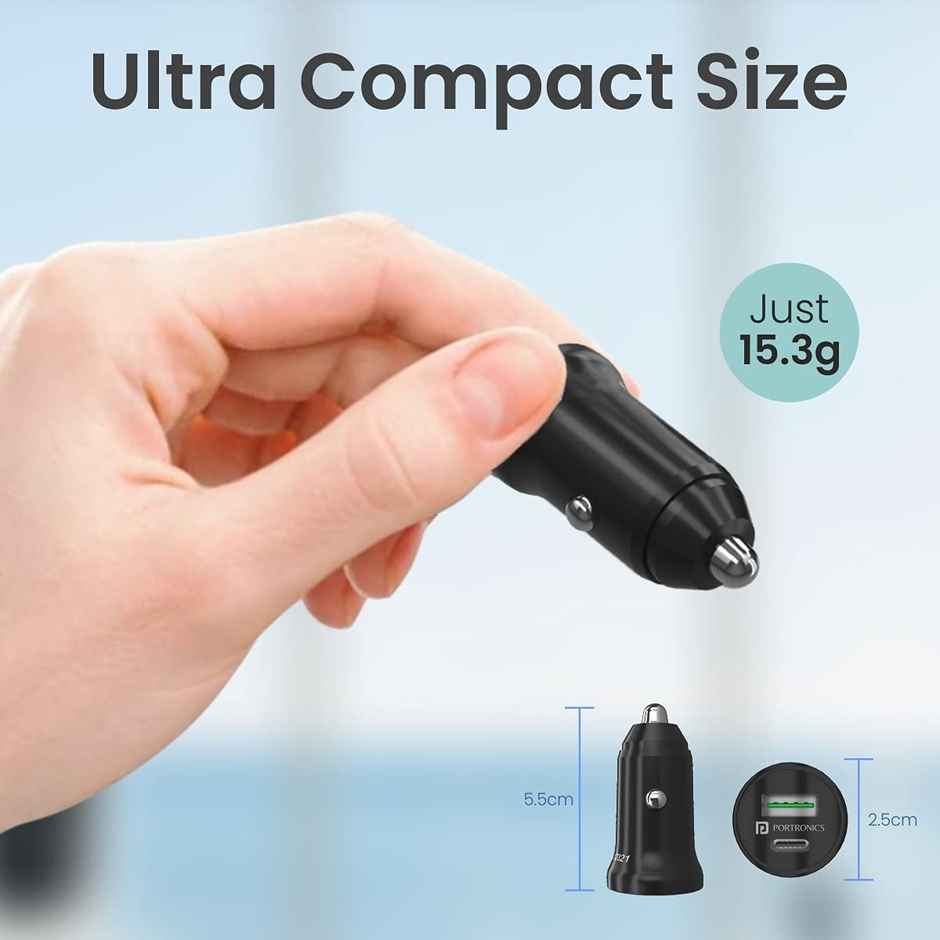 Portronics Car Power Mini Car Charger With Rapid Charge + Pd Output
