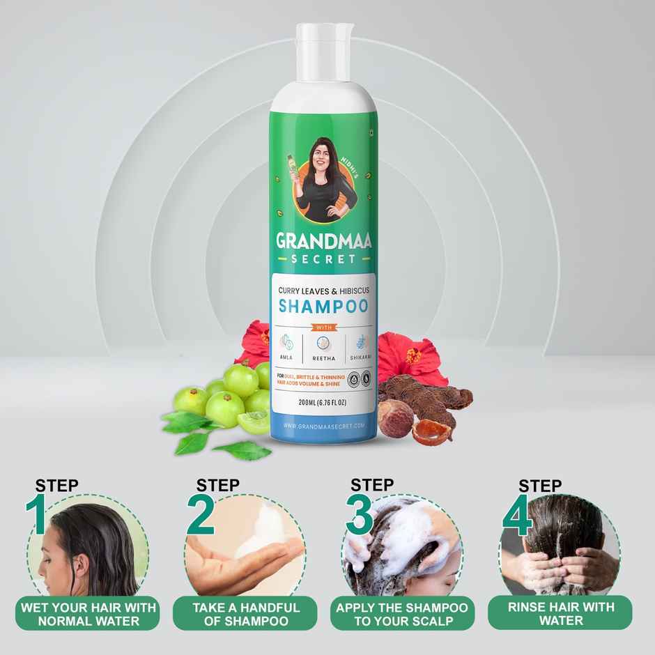 Nidhi'S Grandmaa Secret Curry Leaf And Hibiscus Shampoo For Hair Fall Control