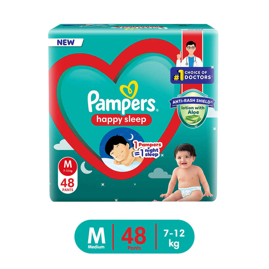Pampers Happy Sleep Pant Style Baby Diapers | M | 7-12 Kg Diapers Combo