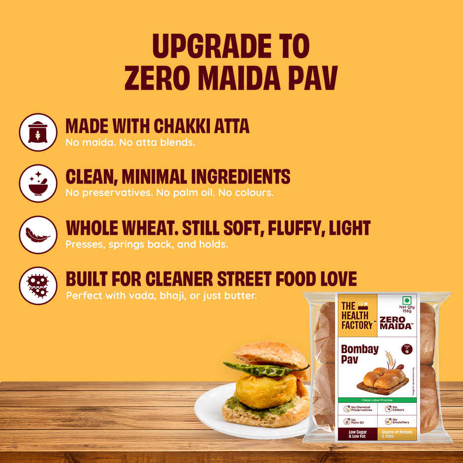 The Health Factory Zero Maida Bombay Pav (Pack Of 4) | Clean Label, Not Brown