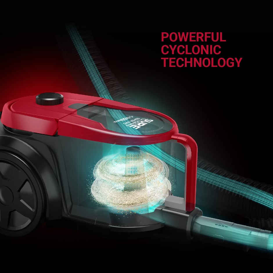 Eureka Forbes Supervac 1600 Watts Powerful Suction,Bagless Vacuum Cleaner (Red)