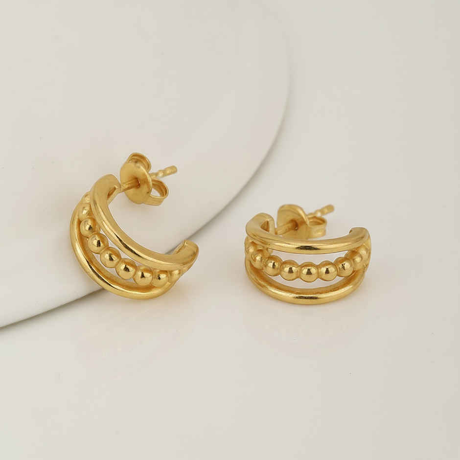 Carlton London 18kt Gold Plated Half Hoop Earring | FJE4512