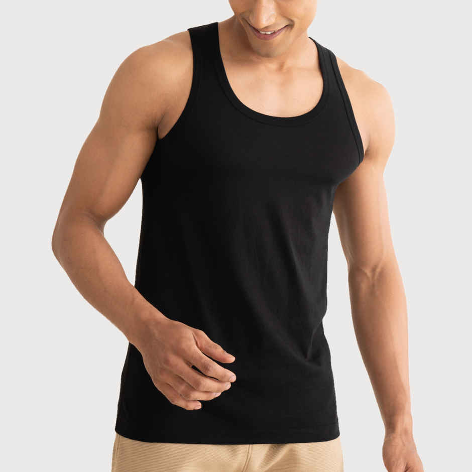 DaMENSCH Men's Neo - Cotton Round Vest | Black - XL