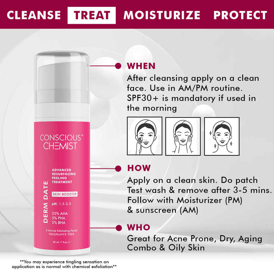 Conscious Chemist 25% AHA & 5% BHA Resurfacing Peeling Exfoliating Facial Serum For Anti-Aging