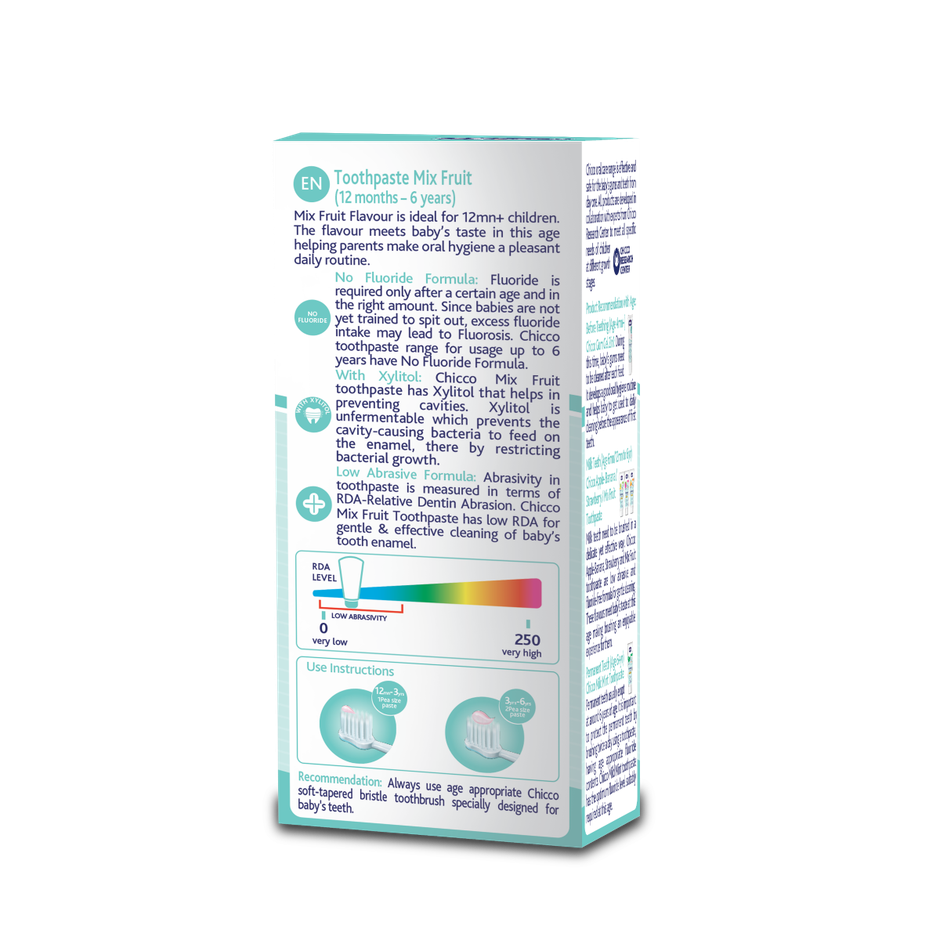 Chicco Toothpaste Mixfruit 1-6Y Nofluoride