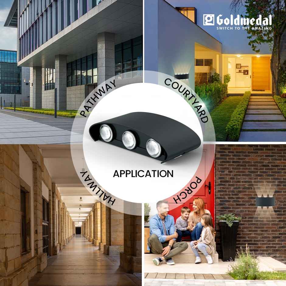 Gold Medal Parkos 01 6W Up-Down LED Outdoor Wall Light | IP54 Waterproof Exterior Wall Mount | Decorative Indoor/Outdoor Light for Garden, Balcony & Gate