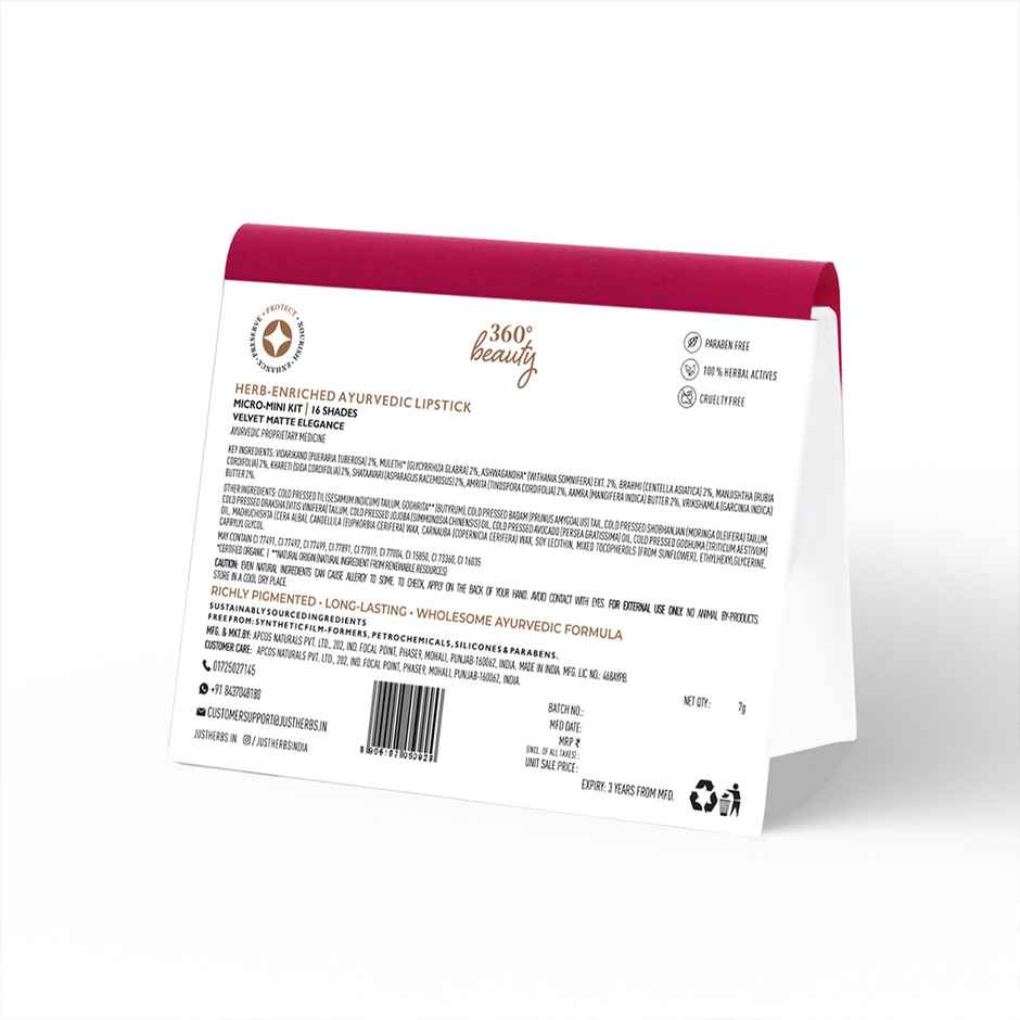 Just Herbs Ayurvedic Lipstick Micro-Mini Trial Kit | Multicolor