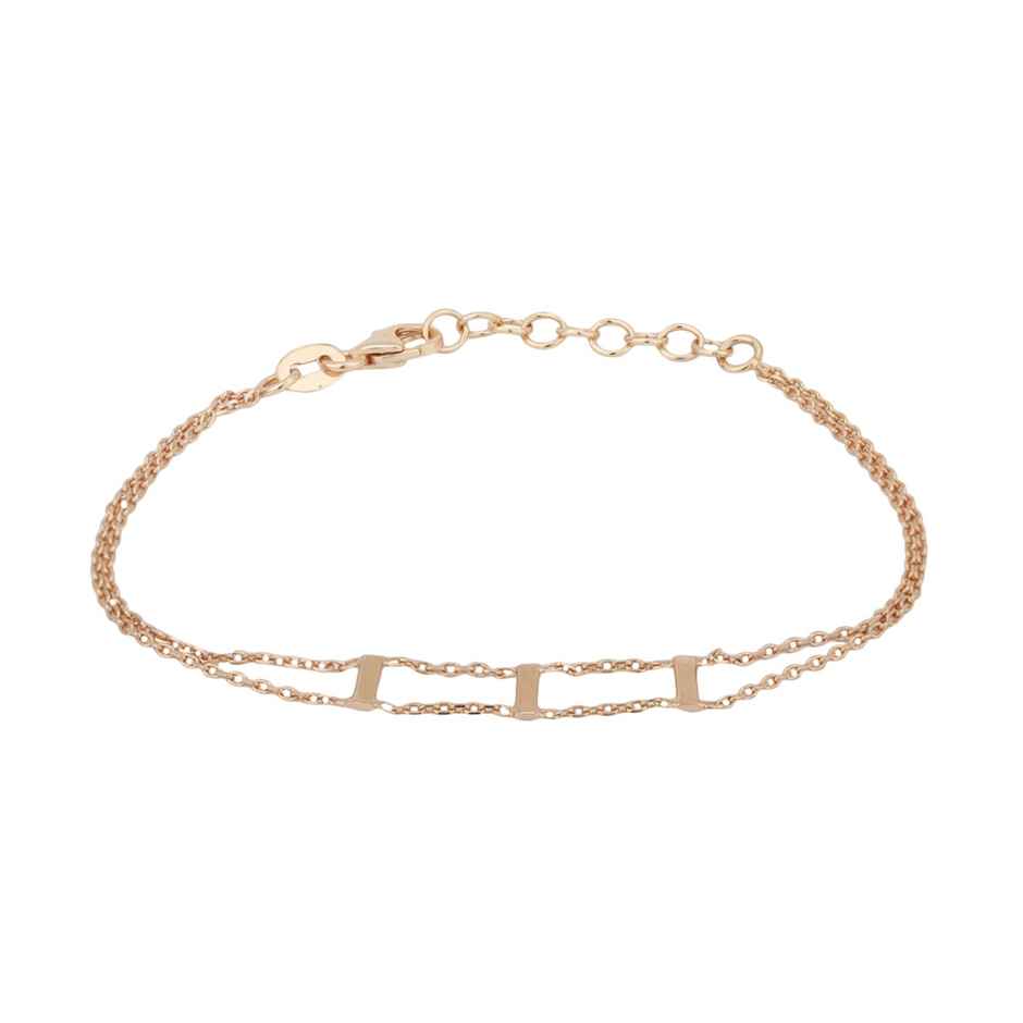 Carlton London 18kt Rose Gold Plated Double Chain Bracelet | FJB4350
