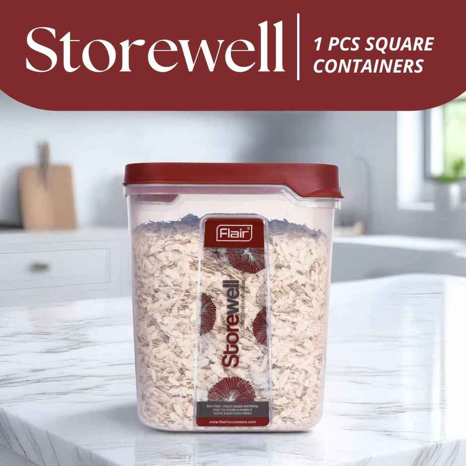Flair Plastic Storewell Food Storage Containers 8000 ml (Maroon), Bpa Free, Spices Grains